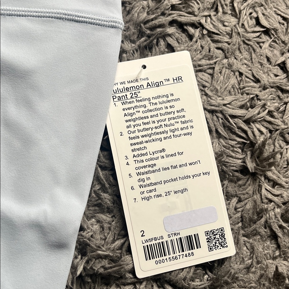 Lululemon align HR pant 25” size 2. Light blue. Starch Blue. New with tag. - Picture 4 of 4